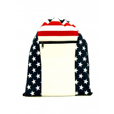 Patriotic Zipper Cinch Drawstring Backpack
