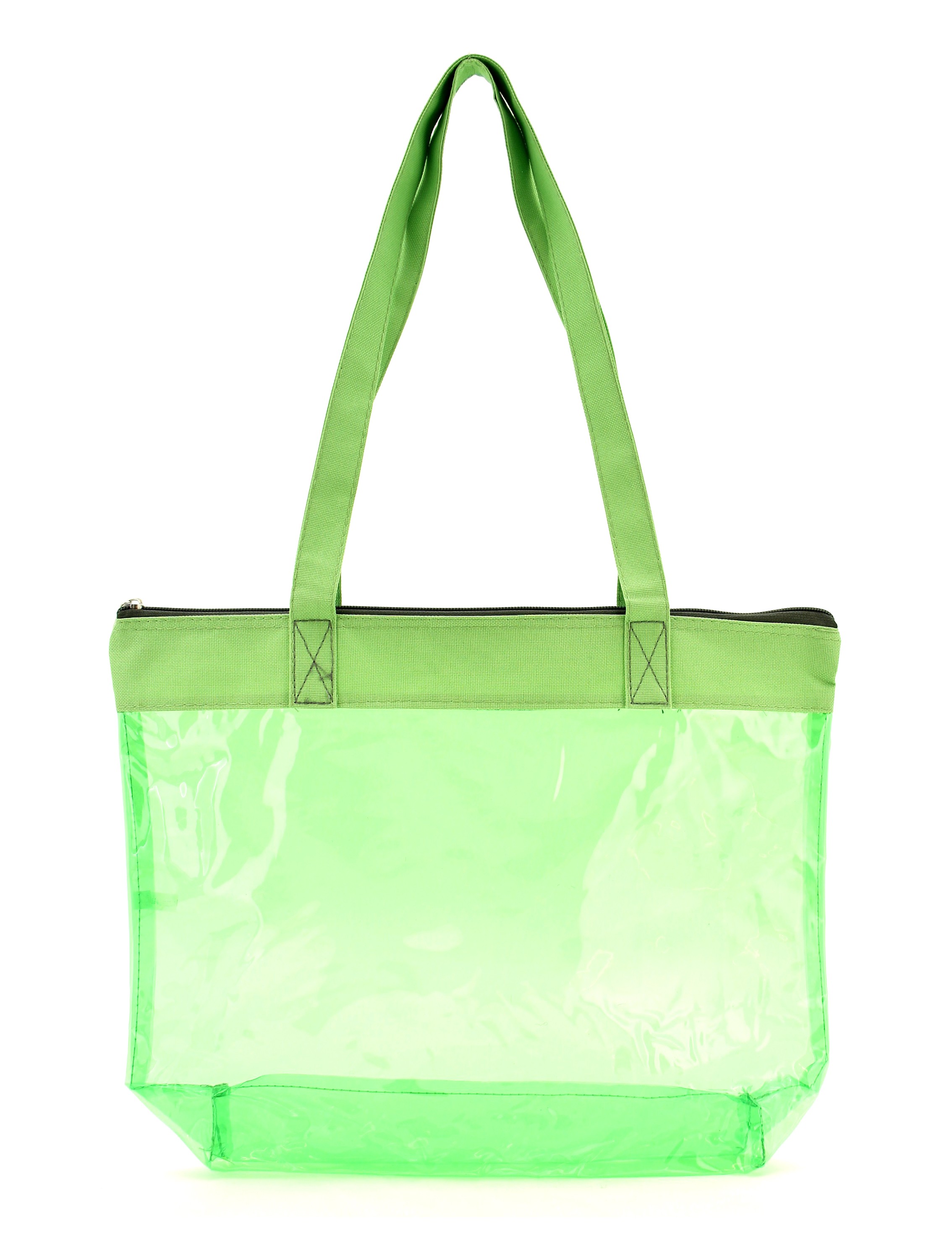 Clear Tote (Multiple Colors) Green Strap Tote